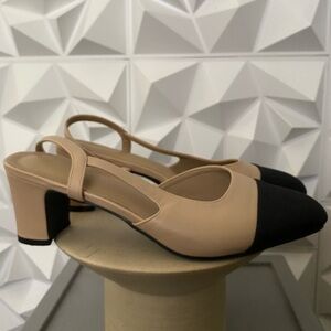 Nude and Black heel
